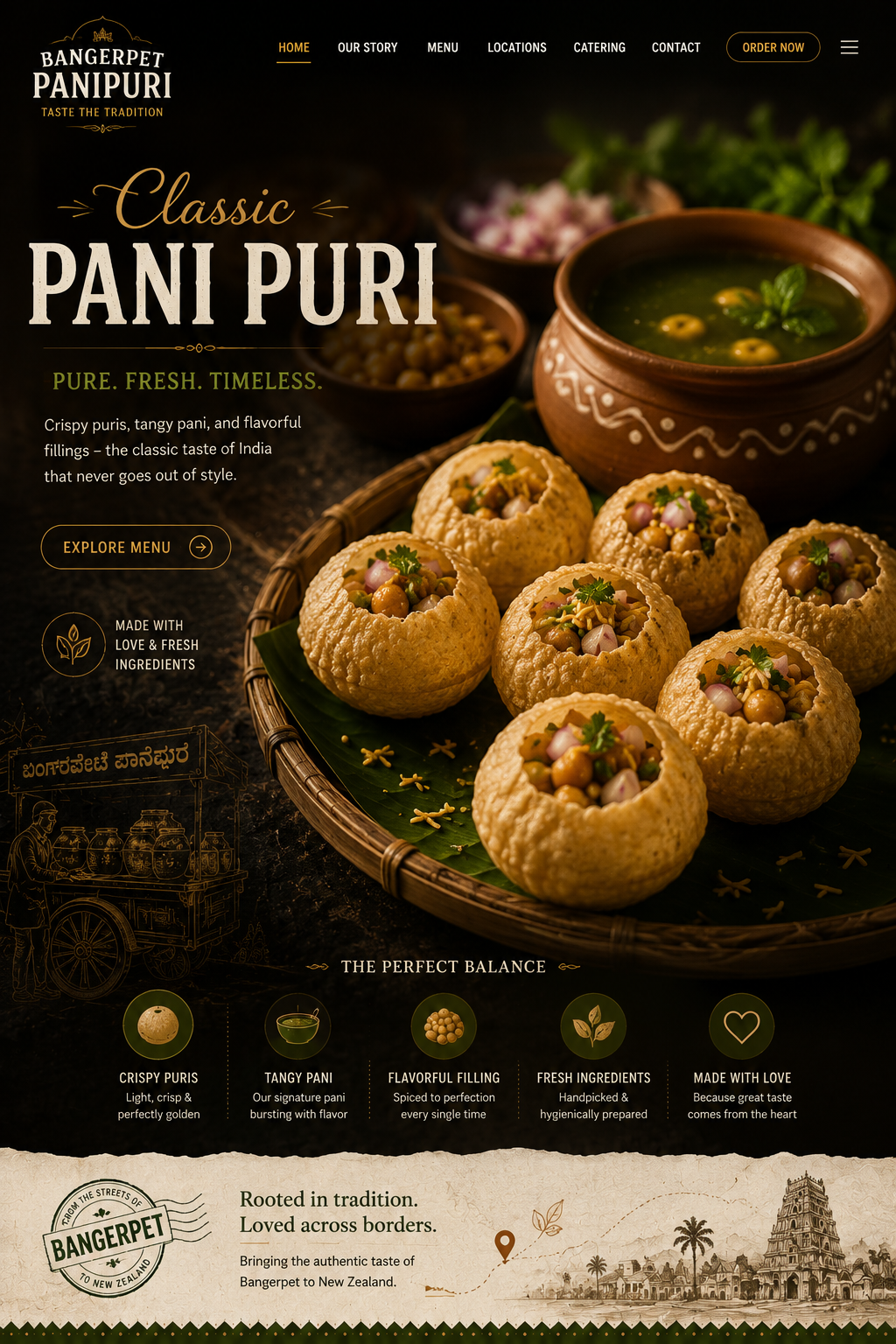 Signature Pani Puri plated on marble